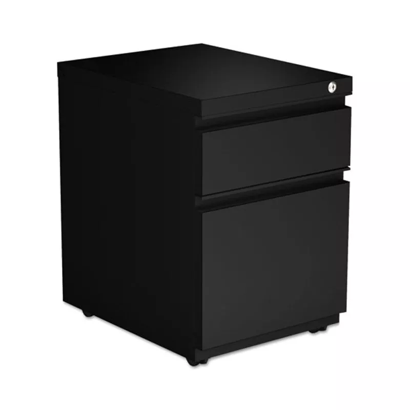 1 Supply & 1 File Drawer Metal Mobile Pedestal w/ Full-Width Pulls, 19 1/8″d Black