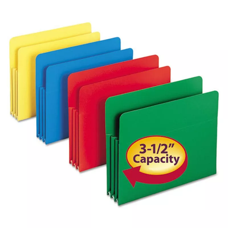 Poly Drop/Front Expanding File Pockets, 3 1/2″ Expansion (box of 4), Assorted Legal (box of 4)