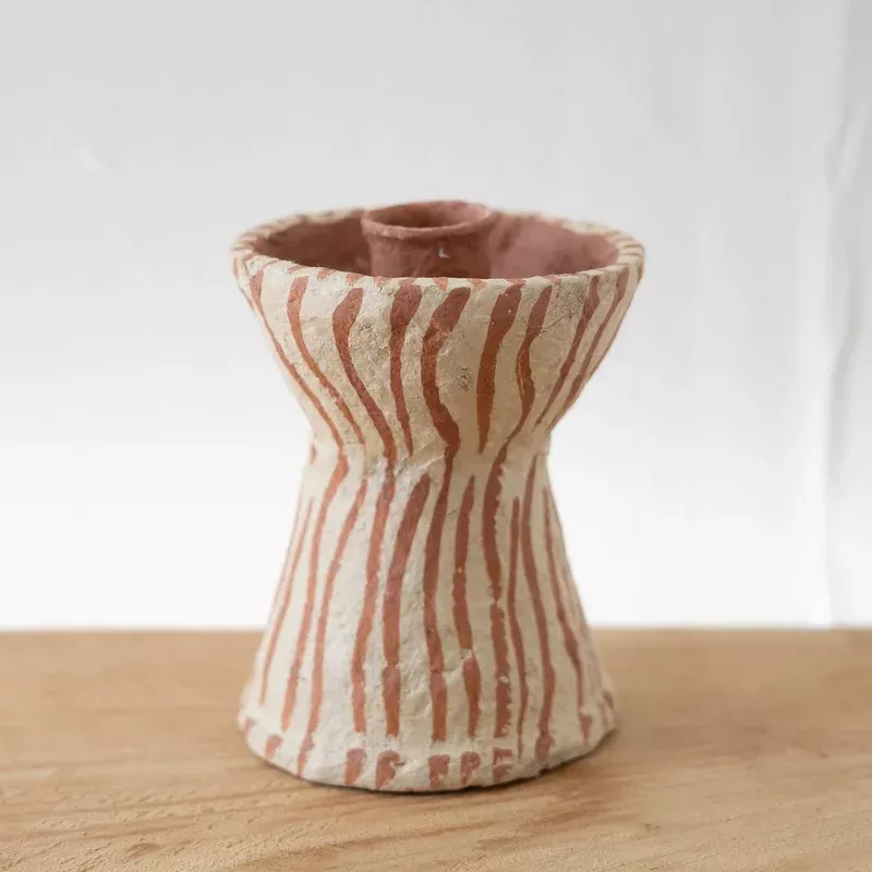 Zebra Handmade Paper Mache Taper Holder