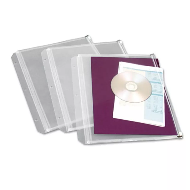 Zippered Binder Pockets, 8 1/2″ x 11″, Clear (set of 3)